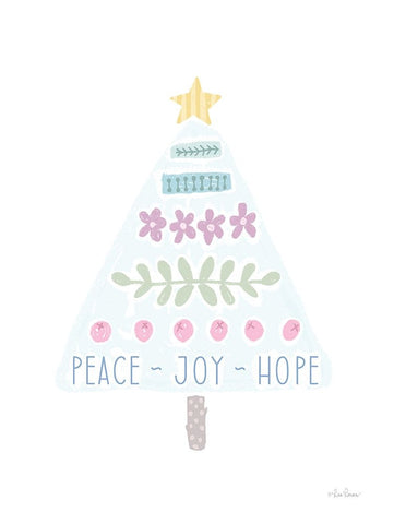 Peace, Joy, Hope Christmas Tree White Modern Wood Framed Art Print with Double Matting by Larson, Lisa