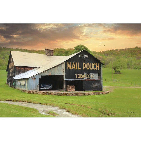 Mail Pouch Barn Gold Ornate Wood Framed Art Print with Double Matting by Deiter, Lori