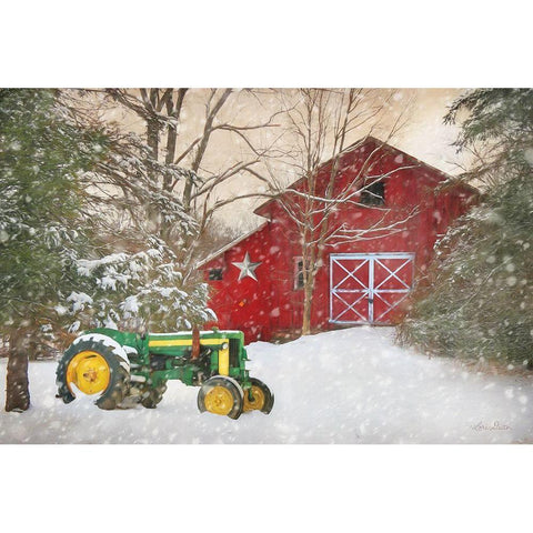 Winter at the Barn White Modern Wood Framed Art Print by Deiter, Lori