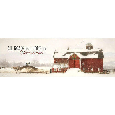 All Roads Lead Home for Christmas White Modern Wood Framed Art Print by Deiter, Lori