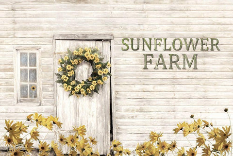 Sunflower Farm Black Ornate Wood Framed Art Print with Double Matting by Deiter, Lori