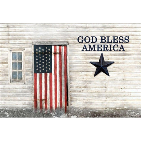 God Bless American Flag Black Modern Wood Framed Art Print with Double Matting by Deiter, Lori