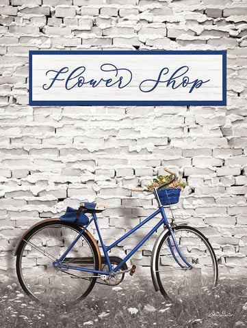 Flower Shop Bicycle White Modern Wood Framed Art Print with Double Matting by Deiter, Lori