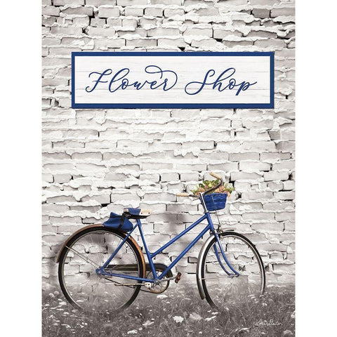 Flower Shop Bicycle White Modern Wood Framed Art Print by Deiter, Lori