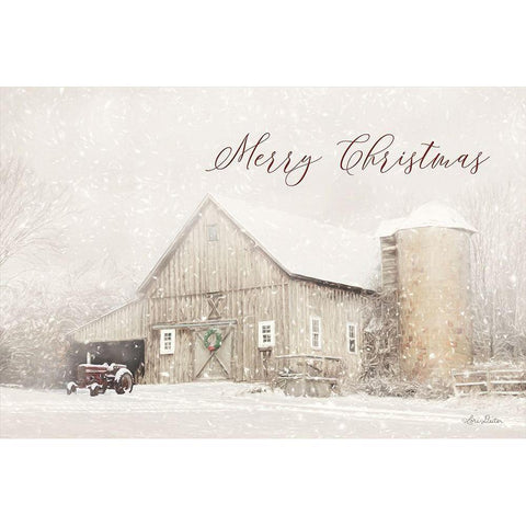 Merry Christmas Farm White Modern Wood Framed Art Print by Deiter, Lori