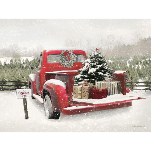 Truck Full of Presents   Gold Ornate Wood Framed Art Print with Double Matting by Deiter, Lori