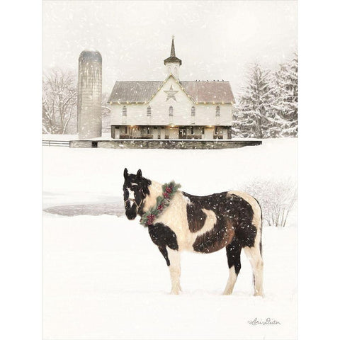 Ready for Christmas Horse  White Modern Wood Framed Art Print by Deiter, Lori