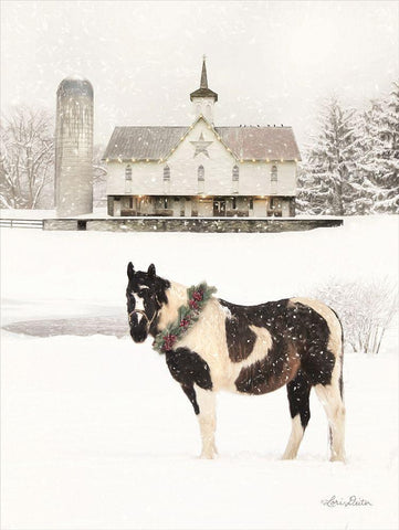 Ready for Christmas Horse  White Modern Wood Framed Art Print with Double Matting by Deiter, Lori