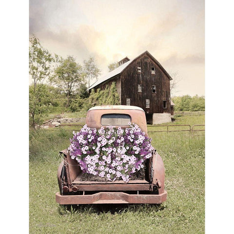 Petunia Truck Gold Ornate Wood Framed Art Print with Double Matting by Deiter, Lori