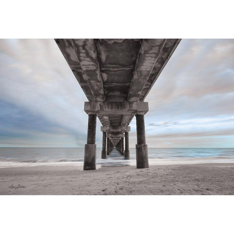 Beneath the Outer Banks Beach Pier    Black Modern Wood Framed Art Print with Double Matting by Deiter, Lori