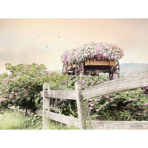 Flower Wagon  Black Modern Wood Framed Art Print with Double Matting by Deiter, Lori