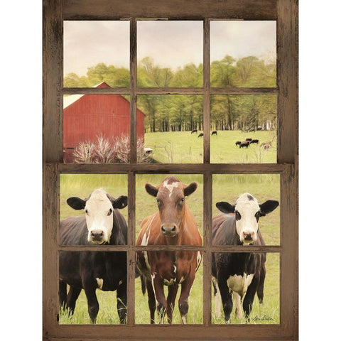 Three Moo View White Modern Wood Framed Art Print by Deiter, Lori