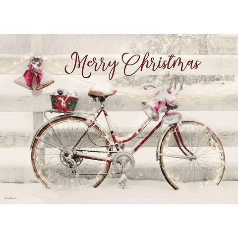 Merry Christmas Snowy Bike  Black Modern Wood Framed Art Print with Double Matting by Deiter, Lori