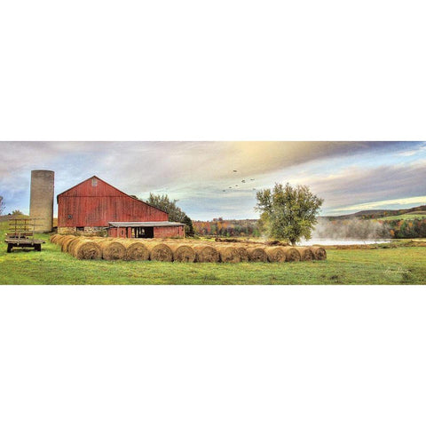 Tioga Hay Bales Gold Ornate Wood Framed Art Print with Double Matting by Deiter, Lori