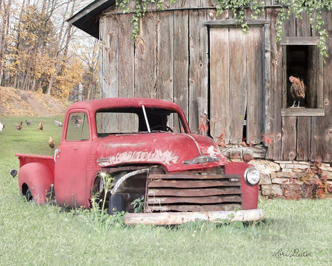 Red and Rusty I    White Modern Wood Framed Art Print with Double Matting by Deiter, Lori