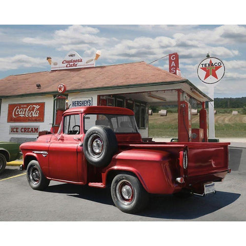 Rest Stop at Cruisers CafÃ©    Black Modern Wood Framed Art Print with Double Matting by Deiter, Lori