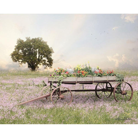 Flower Wagon at Sunset   Gold Ornate Wood Framed Art Print with Double Matting by Deiter, Lori