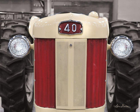 Tractor Close Up MF40   White Modern Wood Framed Art Print with Double Matting by Deiter, Lori