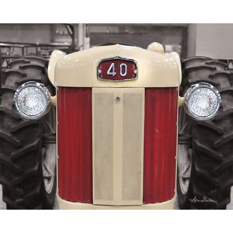 Tractor Close Up MF40   White Modern Wood Framed Art Print by Deiter, Lori