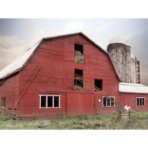 Hay Filled Barn Gold Ornate Wood Framed Art Print with Double Matting by Deiter, Lori