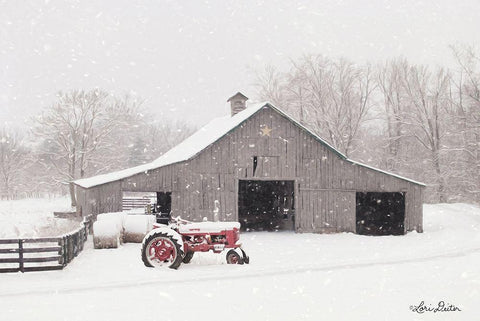 Tractor for Sale White Modern Wood Framed Art Print with Double Matting by Deiter, Lori