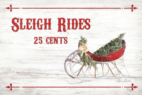 Sleigh Rides 25 Cents White Modern Wood Framed Art Print with Double Matting by Deiter, Lori