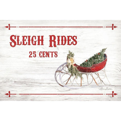 Sleigh Rides 25 Cents Gold Ornate Wood Framed Art Print with Double Matting by Deiter, Lori