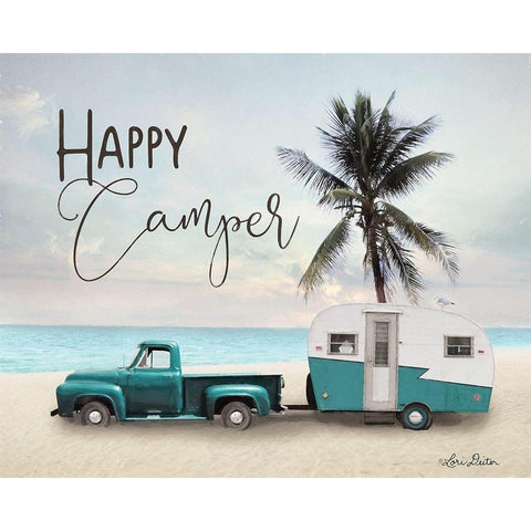 Happy Camper    White Modern Wood Framed Art Print by Deiter, Lori