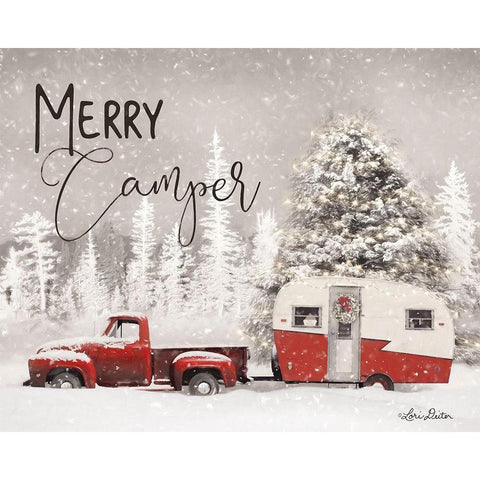 Merry Camper   White Modern Wood Framed Art Print by Deiter, Lori