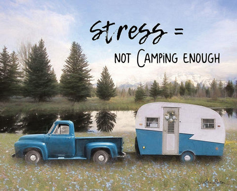 Camping Stress I White Modern Wood Framed Art Print with Double Matting by Deiter, Lori