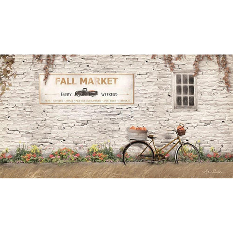 Fall Market with Bike   Gold Ornate Wood Framed Art Print with Double Matting by Deiter, Lori