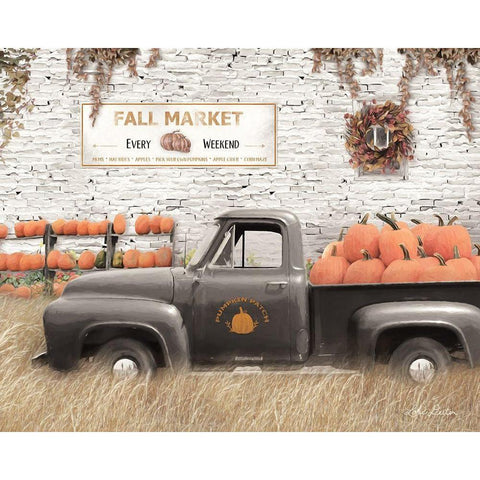 Fall Pumpkin Market       White Modern Wood Framed Art Print by Deiter, Lori