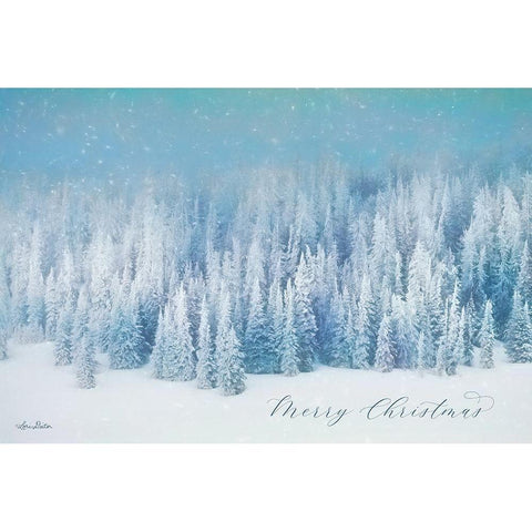 Snowy Turquoise Forest      Gold Ornate Wood Framed Art Print with Double Matting by Deiter, Lori