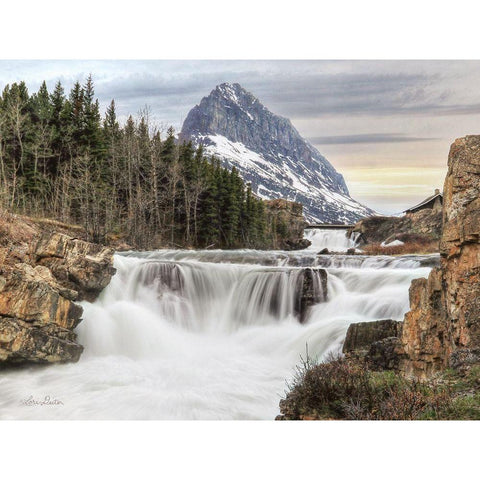 Swiftcurrent Falls          Black Modern Wood Framed Art Print with Double Matting by Deiter, Lori