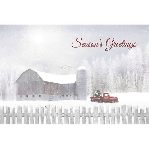 Seasons Greetings with Truck Gold Ornate Wood Framed Art Print with Double Matting by Deiter, Lori