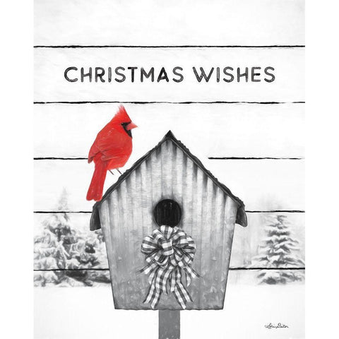 Christmas Birdhouse White Modern Wood Framed Art Print by Deiter, Lori