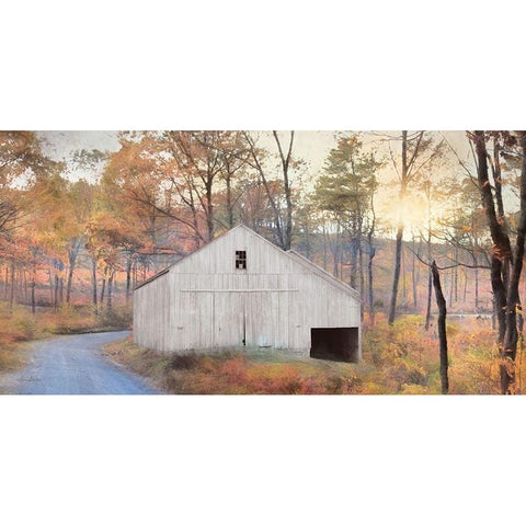 Fall at the Barn White Modern Wood Framed Art Print by Deiter, Lori