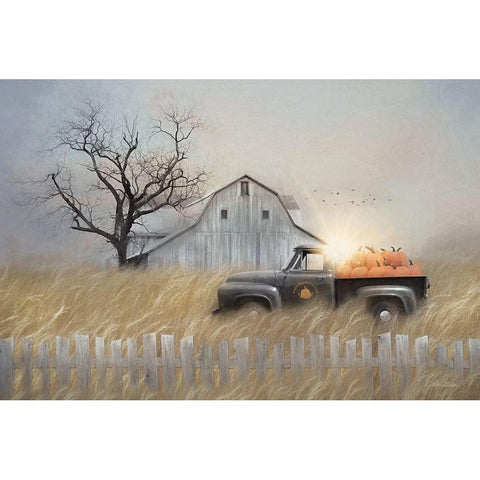 Fall Pumpkin Harvest  White Modern Wood Framed Art Print by Deiter, Lori