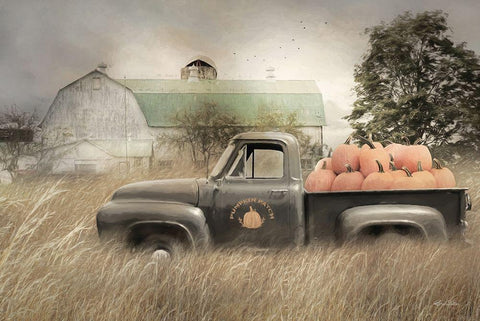 Happy Harvest Truck White Modern Wood Framed Art Print with Double Matting by Deiter, Lori