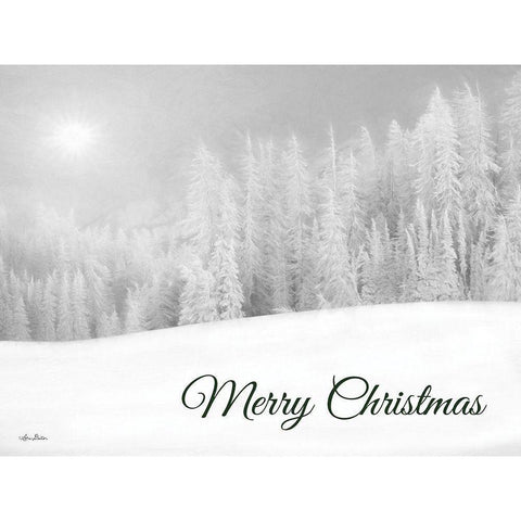 Merry Christmas Snowy Trees    Black Modern Wood Framed Art Print with Double Matting by Deiter, Lori