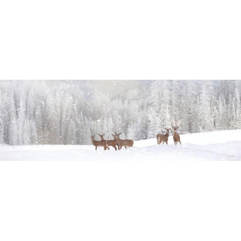 Christmas Deer White Modern Wood Framed Art Print by Deiter, Lori