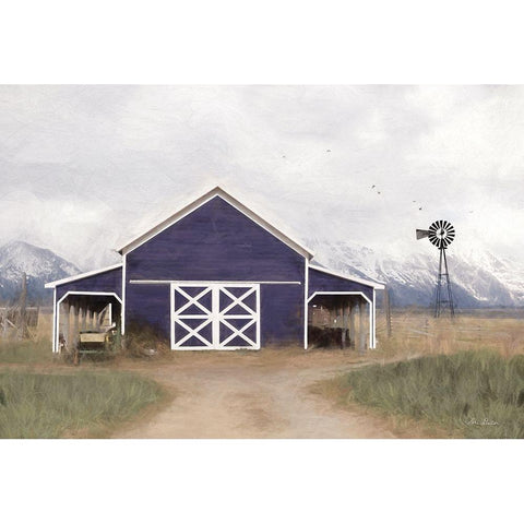 Navy Barn in Tetons     Black Modern Wood Framed Art Print with Double Matting by Deiter, Lori