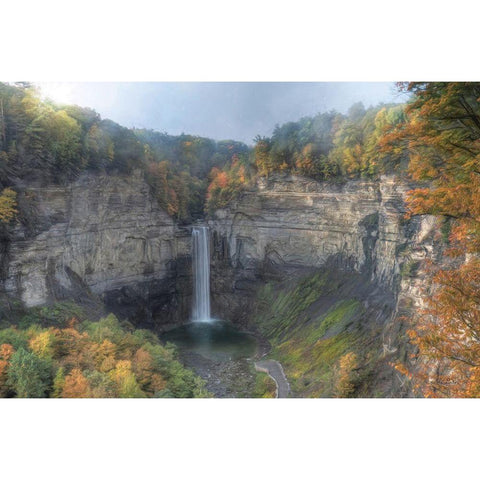 Autumn at Taughannock Falls    White Modern Wood Framed Art Print by Deiter, Lori