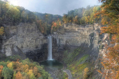 Autumn at Taughannock Falls    Black Ornate Wood Framed Art Print with Double Matting by Deiter, Lori