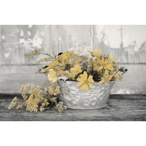 Gold Wildflowers I      White Modern Wood Framed Art Print by Deiter, Lori