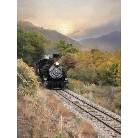 Durango Train at Sunset Gold Ornate Wood Framed Art Print with Double Matting by Deiter, Lori