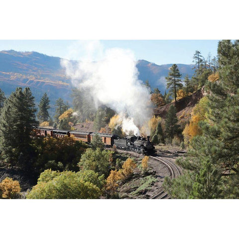 Durango Silverton Train IV Gold Ornate Wood Framed Art Print with Double Matting by Deiter, Lori