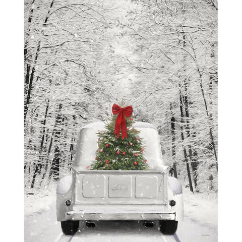 Snowy Drive in a White Ford White Modern Wood Framed Art Print by Deiter, Lori