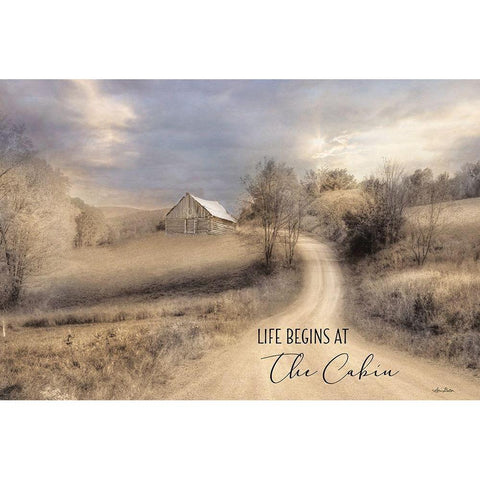 Life Begins at the Cabin Gold Ornate Wood Framed Art Print with Double Matting by Deiter, Lori