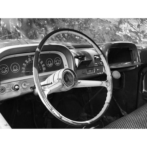 Chevy Steering Wheel Black Modern Wood Framed Art Print with Double Matting by Deiter, Lori